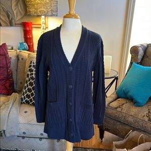 CAbi Navy Blue Cable Knit Cardigan style # 3882